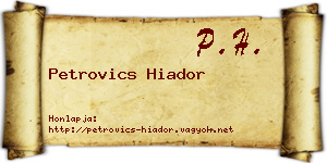 Petrovics Hiador névjegykártya